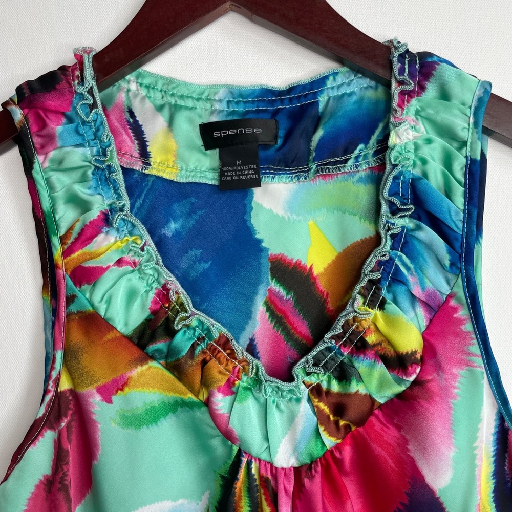 Spense Multicolor Floral Ruffled V-Neck Tank - Picture 2 of 7